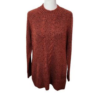 Naturals D&Co. Rust Sweater Size XS Soft Mock Neck Knit Sweater
